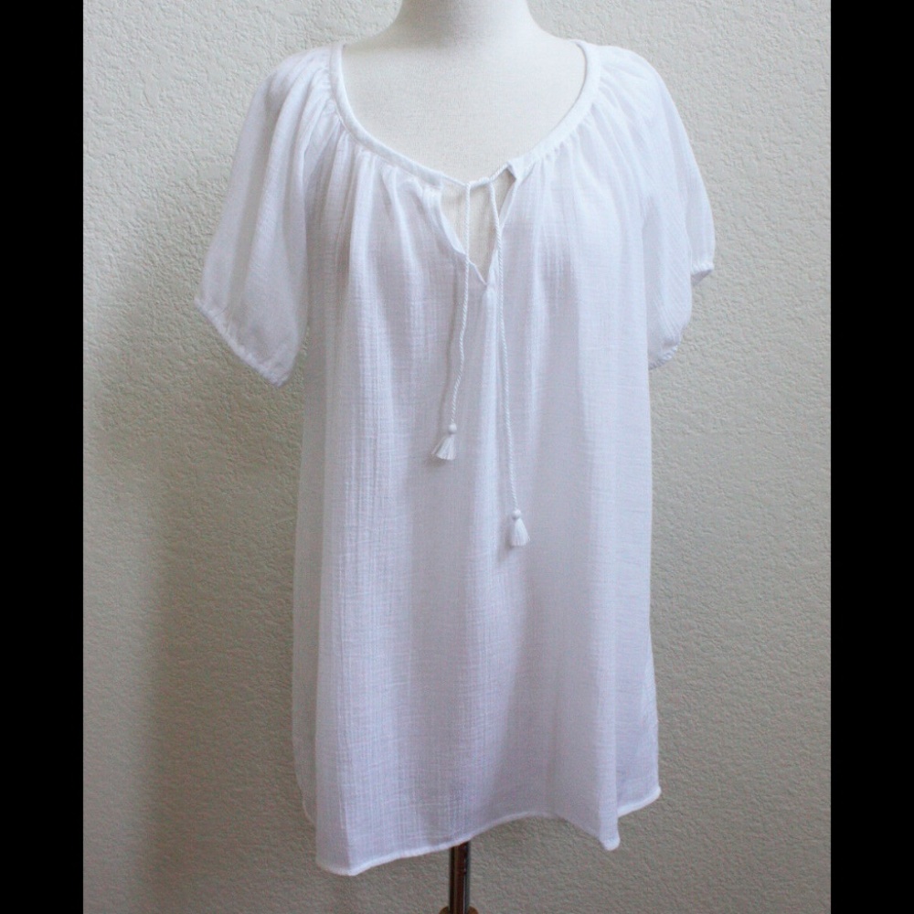 J.CREW NWT GAUZE PEASANT BEACH COVER UP TUNIC S